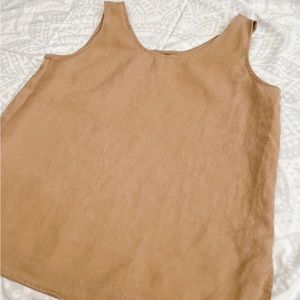 Brown/beige 100% linen tank top